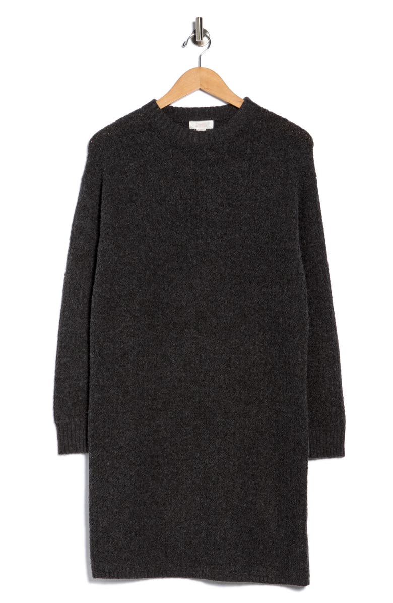 NORDSTROM RACK Textured Stitch Long Sleeve Sweater Dress, Alternate, color, Grey Dark Charcoal Heather