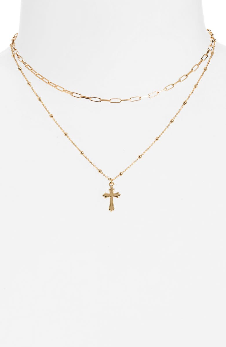 Argento Vivo Sterling Silver Cross Pendant Layer Necklace, Alternate, color, 