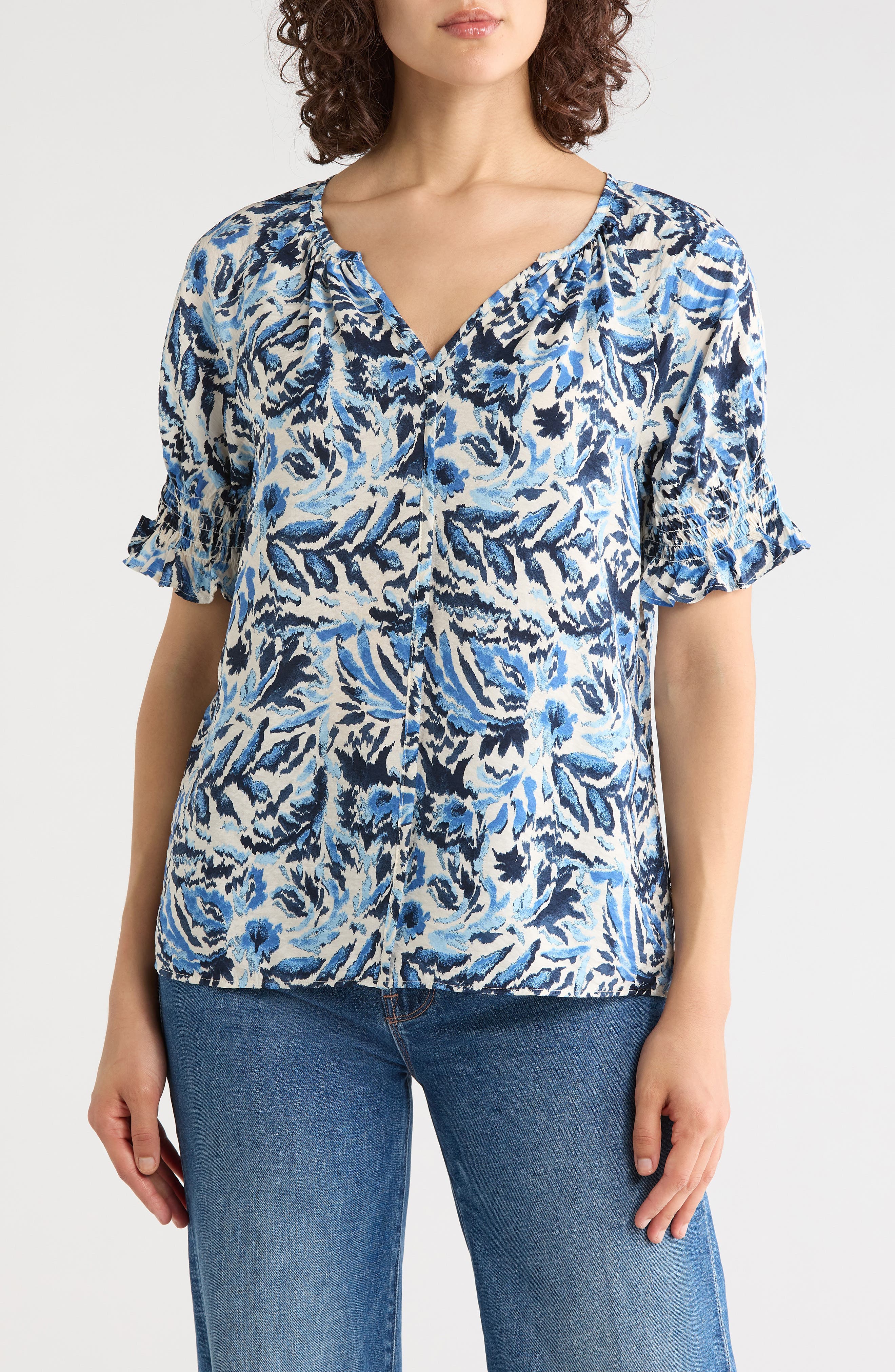 selected IVORY-BLUE IKAT BLOSSOM