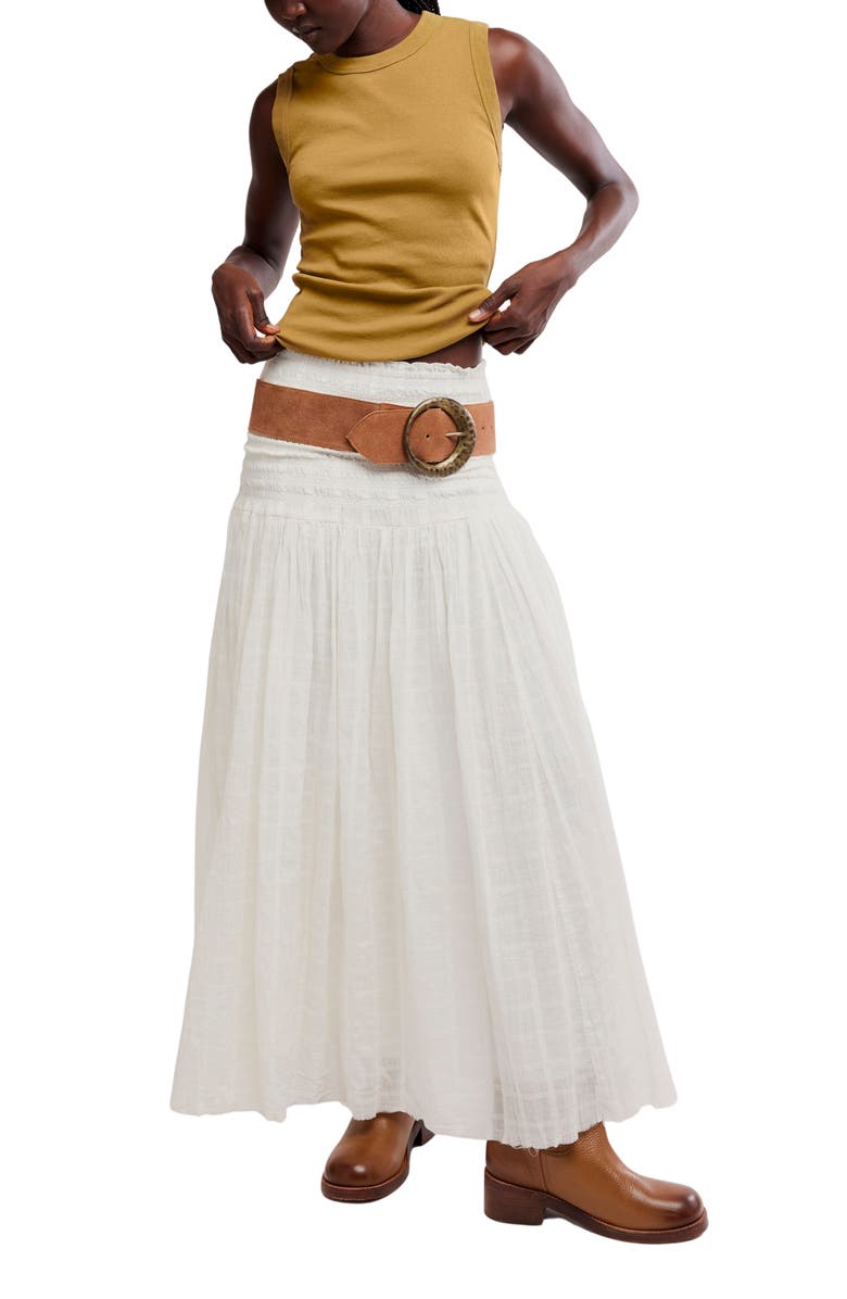 Free People Raven Smocked Maxi Skirt, Alternate, color, Ivory