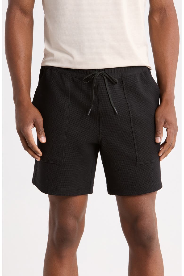 Waffle Stitch 7-Inch Shorts, Main, color, BLACK