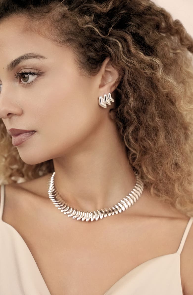 Ettika Vortex Collar Necklace, Alternate, color, Silver