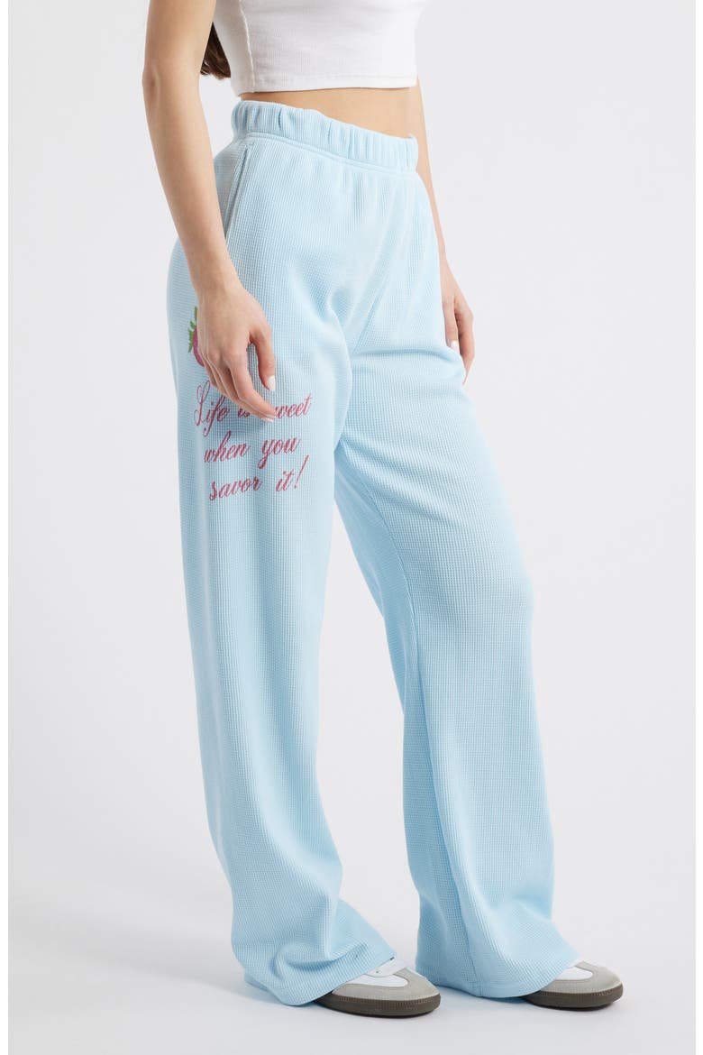 Life is Sweet Waffle Knit Wide Leg Sweatpants, Alternate, color, BLUE