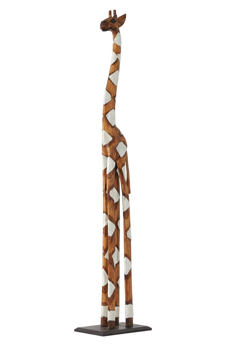 GINGER BIRCH STUDIO Brown Bohemian Giraffe Sculpture, Main, color,