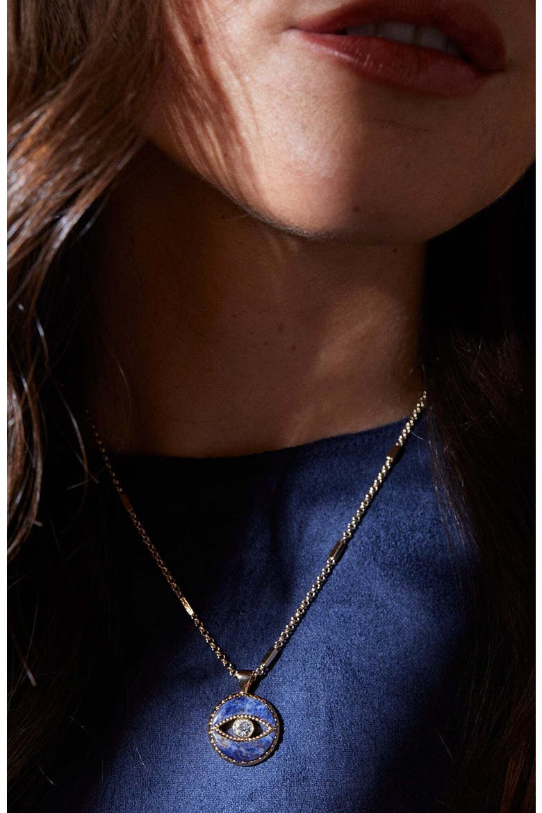 Evil Eye Necklace, Alternate, color, Gold