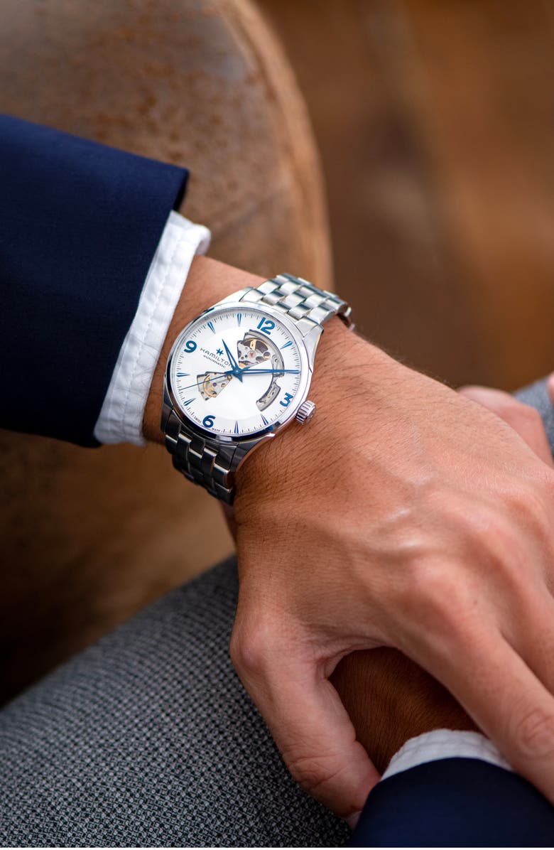 Hamilton Jazzmaster Skeleton Bracelet Watch, 42mm, Alternate, color, 