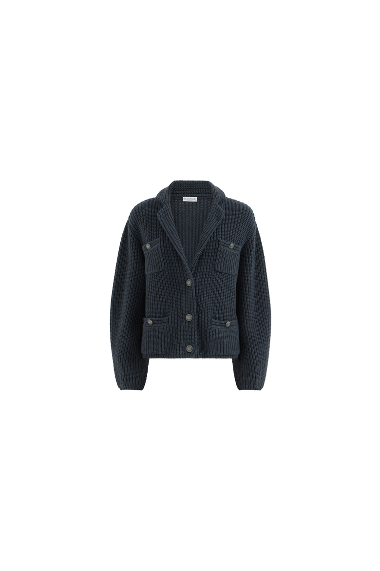 Cashmere Feather yarn English rib cardigan, Alternate, color, Blue