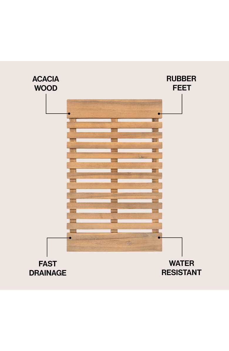 JONATHAN Y Paige Modern Classic Acacia Wood Slat Indoor/Outdoor Shower Mat, Alternate, color, Natural