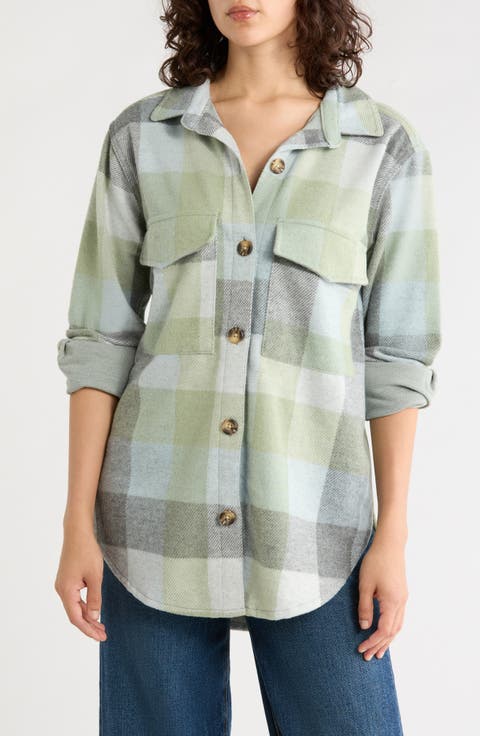 Taelyn Buffalo Plaid Oversize Button-Up Shirt