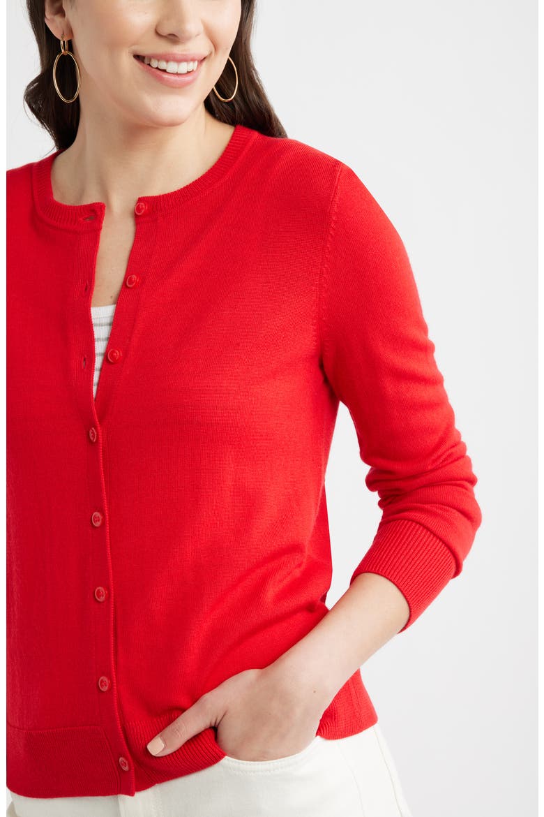 Merino Wool Blend Cardigan, Alternate, color, RED RADISH