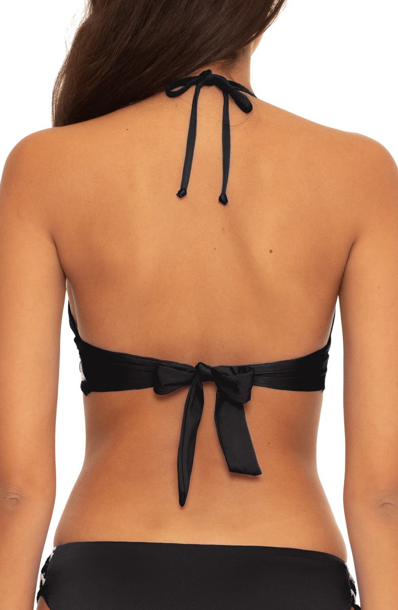 Becca Delilah Crochet Trim Halter Bikini Top, Alternate, color, 