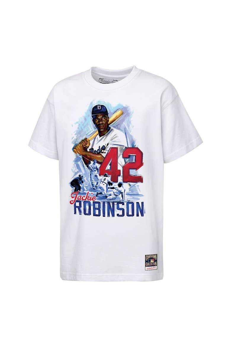 Youth Mitchell & Ness Jackie Robinson White Los Angeles Dodgers Legacy T-Shirt, Alternate, color, White