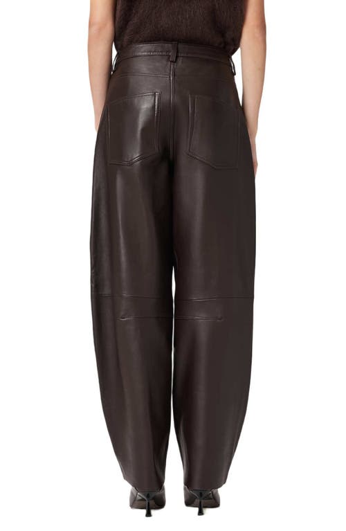 Allsaints Jett Barrel Leg Leather Pants In Brown