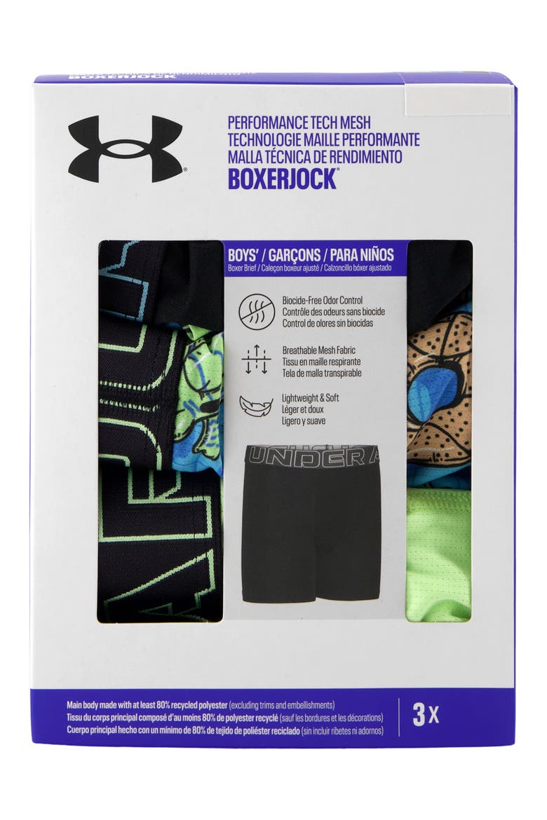 Kids' Assorted 3-Pack UA Performance Tech™ Mesh Boxer Briefs, Alternate, color, LUMOS LIME
