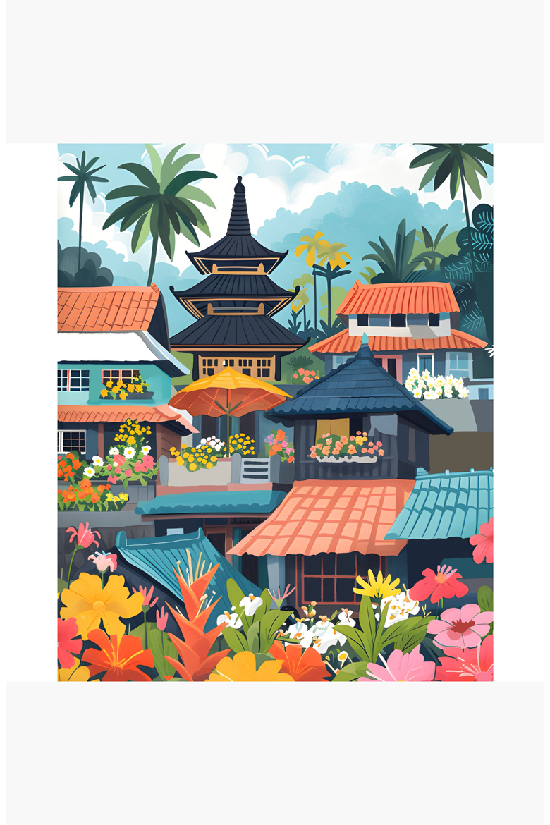 Bali Flower Market Paint by Numbers Kit, Alternate, color, Multicolor