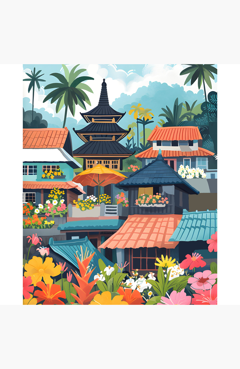 Pink Picasso Kits Bali Flower Market Paint by Numbers Kit, Alternate, color, Multicolor