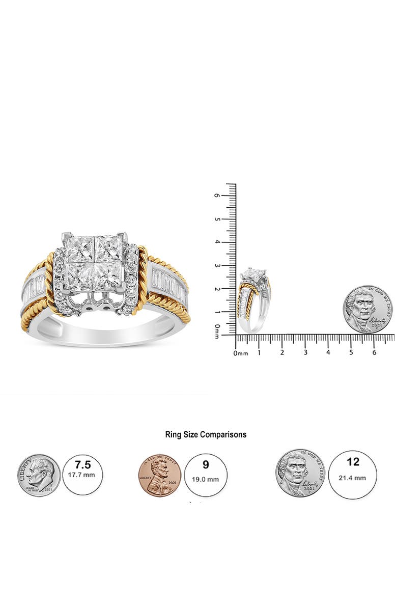 Haus of Brilliance 14K White and Yellow Gold 1 1/2Cttw Diamond Quad Engagement Ring, Alternate, color, Yellow
