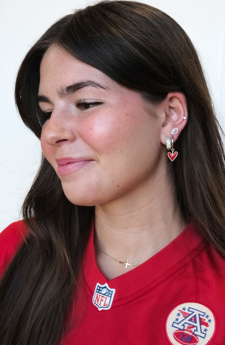 Nickel & Suede Football Stud Earrings, Alternate, color, Brown / Gold