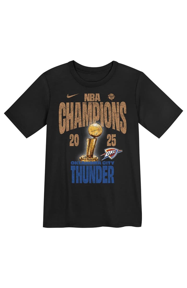 Nike Preschool Nike  Black Oklahoma City Thunder 2025 NBA Finals Champions Locker Room Confetti T-Shirt, Alternate, color, Black