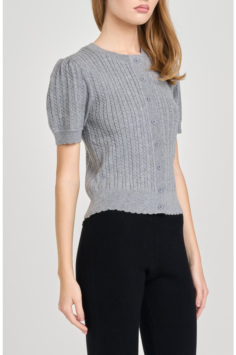 Sandra Cable Short Sleeve Cardigan, Alternate, color, GREY