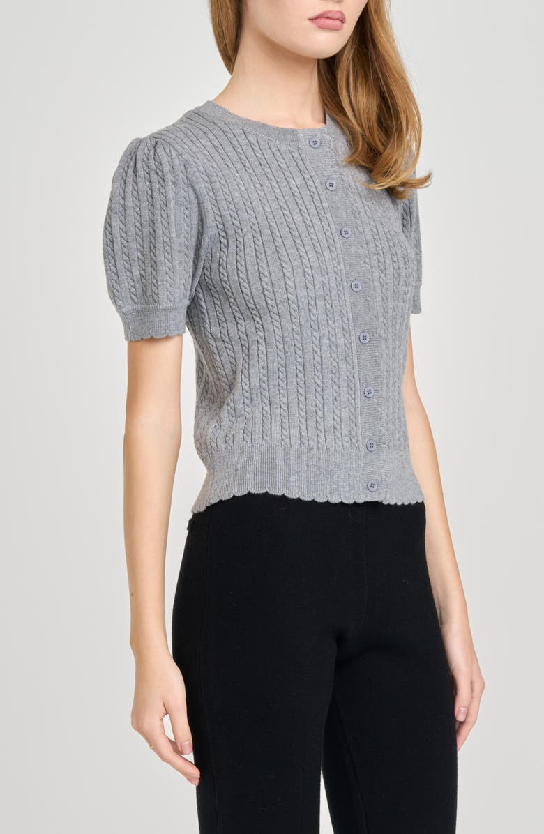 WAYF Sandra Cable Short Sleeve Cardigan, Alternate, color, Grey