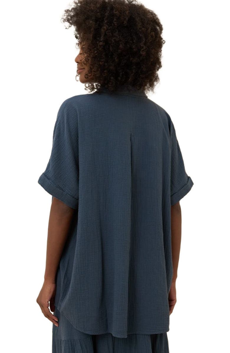 Pact Organic Cotton Coastal Double Gauze Oversized Shirt, Alternate, color, French Navy