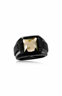 BLACKJACK Mens' Stainless Steel Spinel & CZ Ring