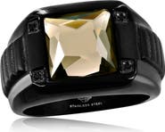 BLACKJACK Mens' Stainless Steel Spinel & CZ Ring