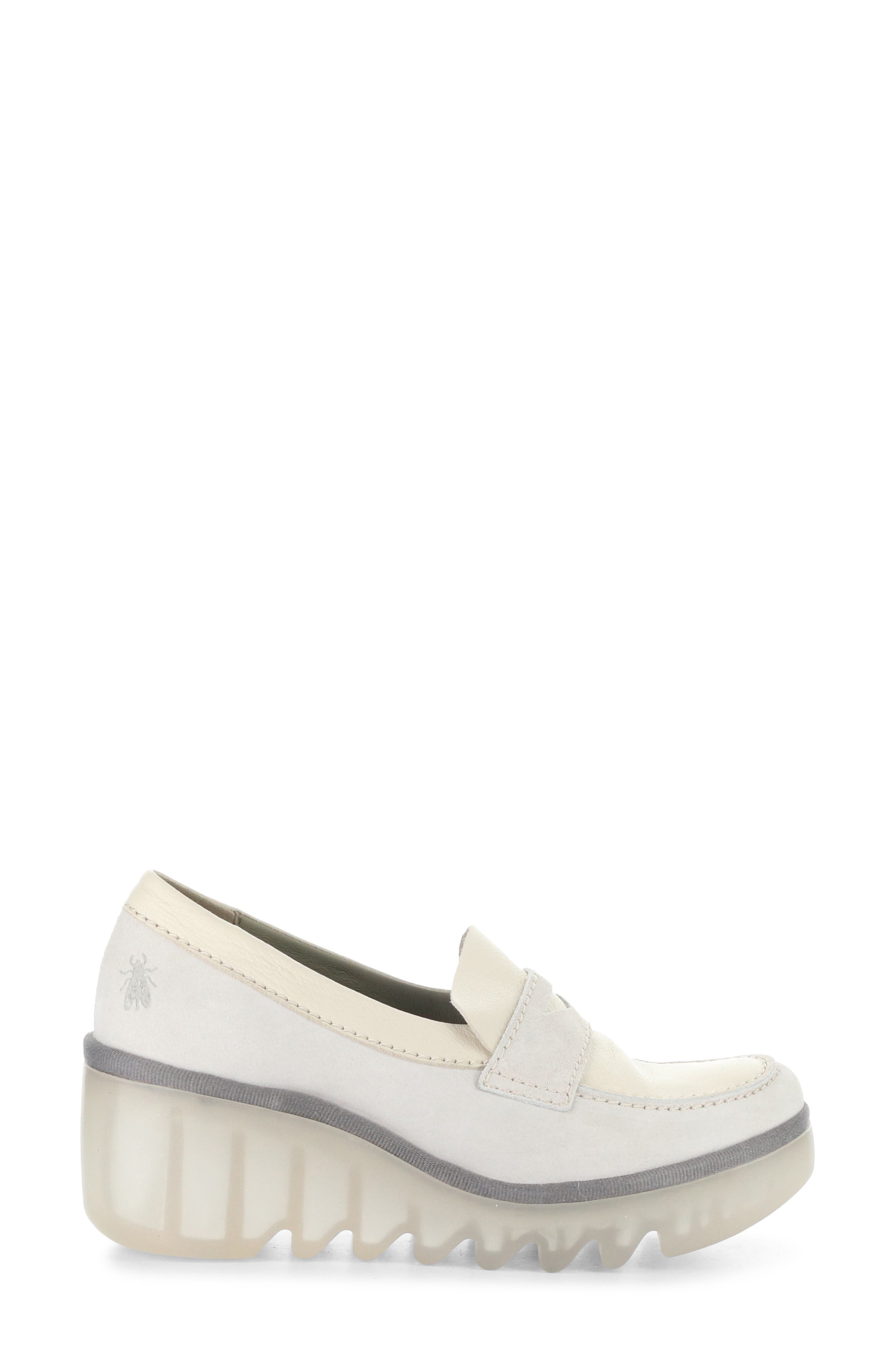 Bilz Platform Wedge Loafer, Alternate, color, OFF WHITE