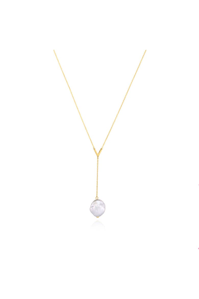 Pearl Drop Lariat Necklace, Main, color, Pearl