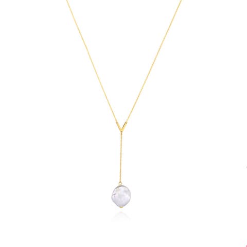 Pearl Drop Lariat Necklace