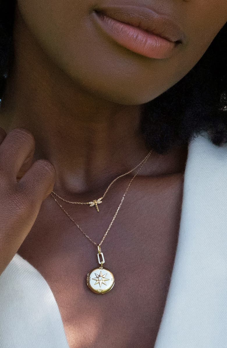 Monica Rich Kosann Adventure Compass Locket Necklace, Alternate, color, D.0.033 18Kyg