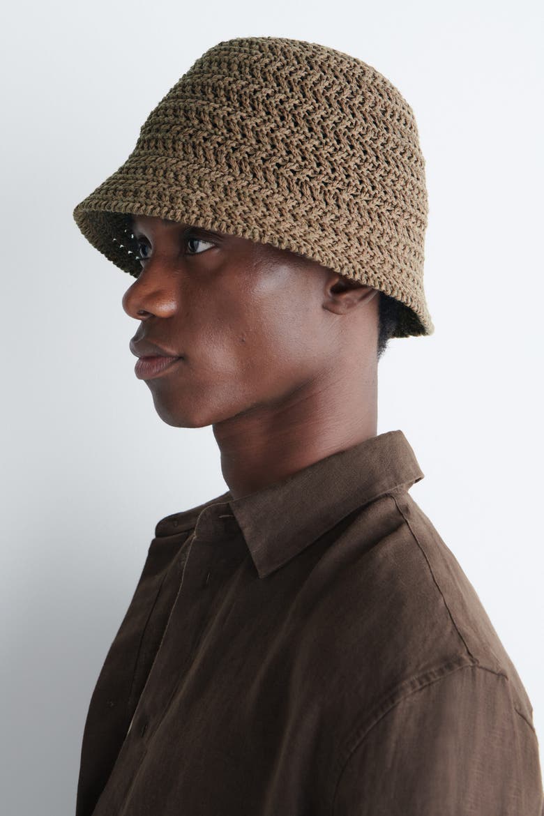 Open-knit Bucket Hat, Alternate, color, KHAKI