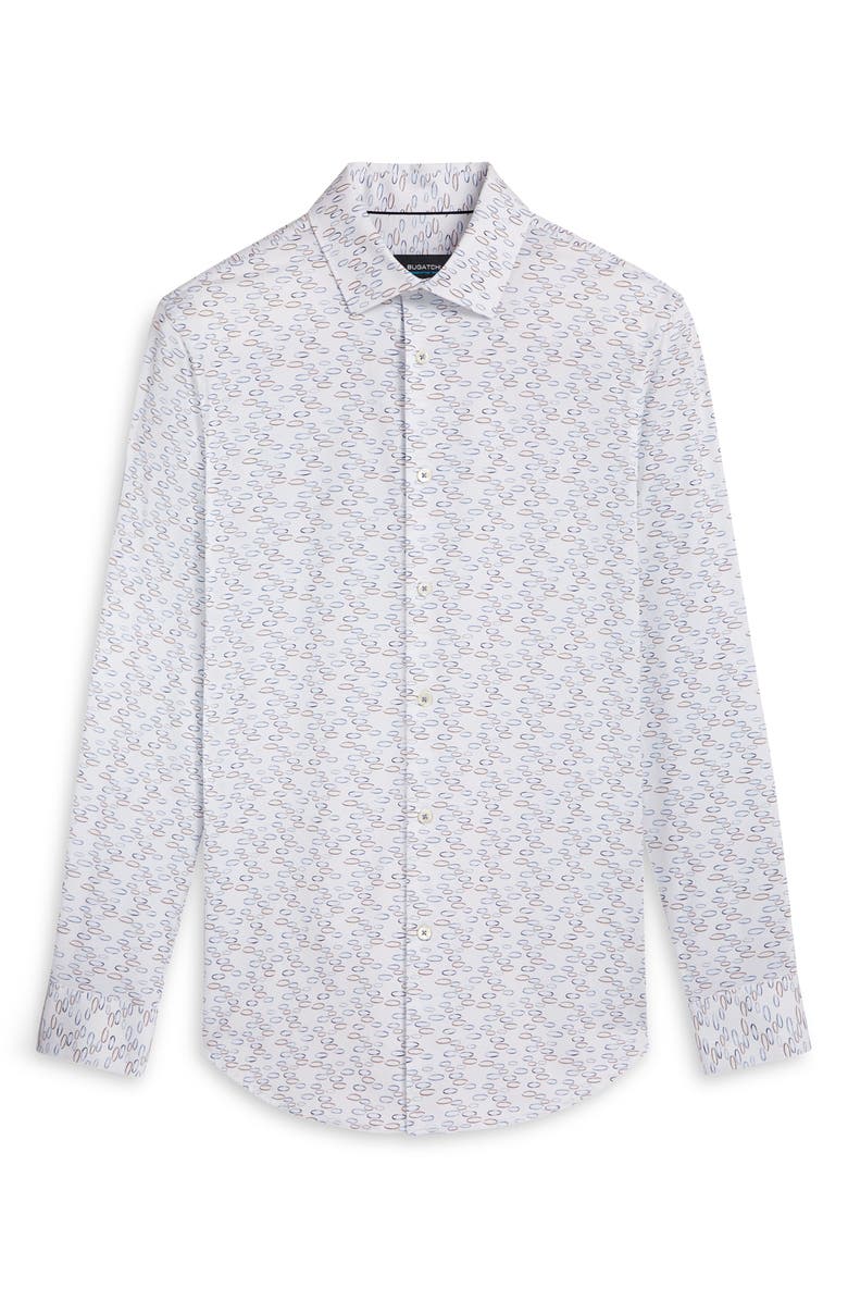 Bugatchi OoohCotton<sup>®</sup> Geometric Print Button-Up Shirt, Alternate, color, Biscotti