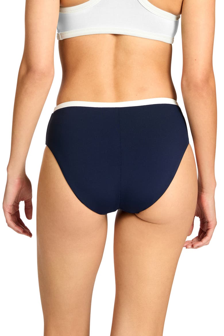 Jacqui High Waist Bikini Bottoms, Alternate, color, NAVY/ CREAM