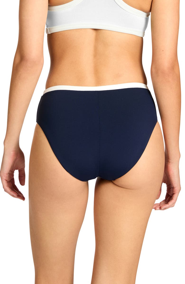 Robin Piccone Jacqui High Waist Bikini Bottoms, Alternate, color, Navy/ Cream