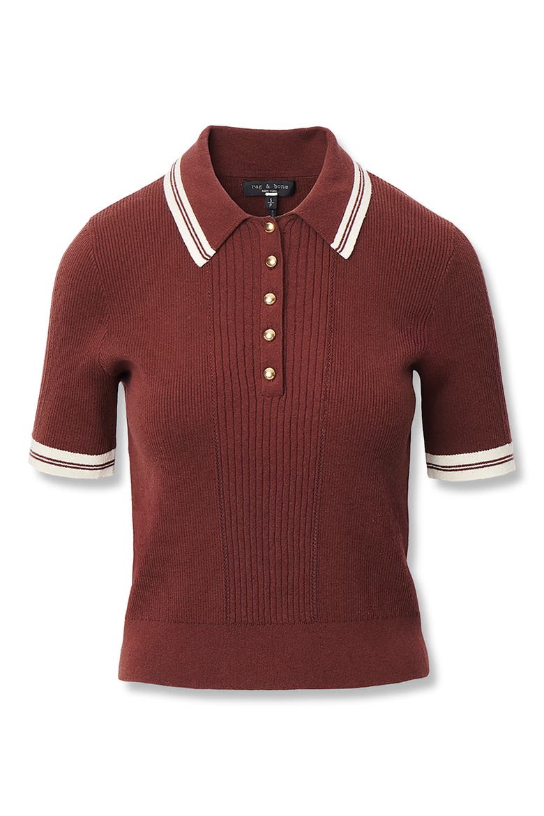 Laurie Tipped Cotton & Cashmere Polo, Alternate, color, ROSEWOOD