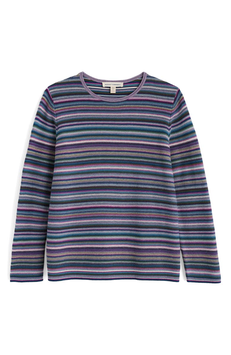 Seasalt Cornwall Makers Rib Organic & Recycled Cotton Sweater, Alternate, color, Ripple Marks Grape Thistle Mix