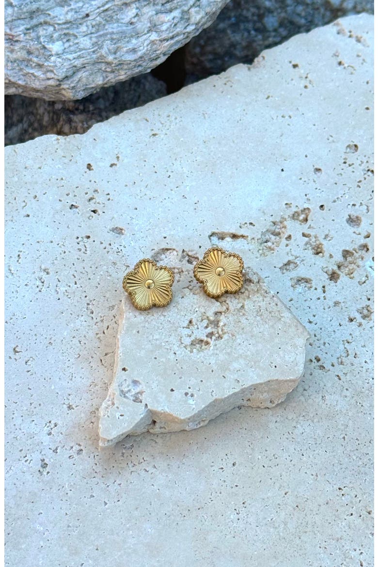 Clover Stud Earrings, Alternate, color, GOLD