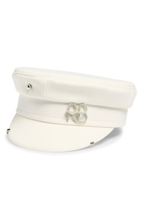 Pierced 
Logo Embellished Twill Baker Boy Cap