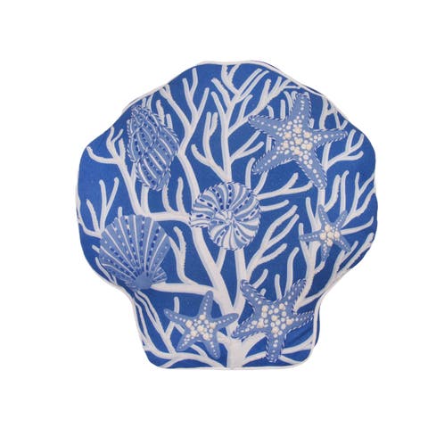 Scallop Shell Graphic Print Embellished Woven Shaped Throw Pillow, 18" x 18"