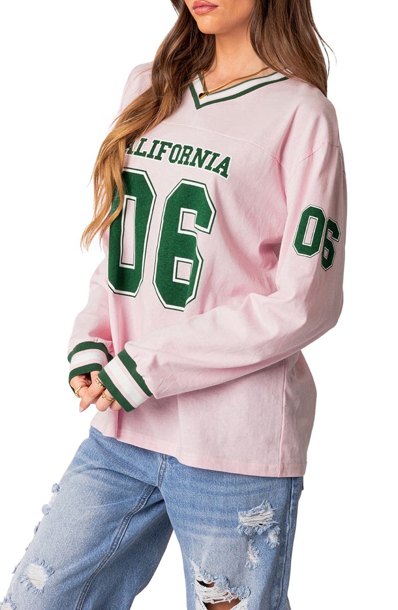 EDIKTED Cali Oversize Baseball T-Shirt, Alternate, color, Light-Pink
