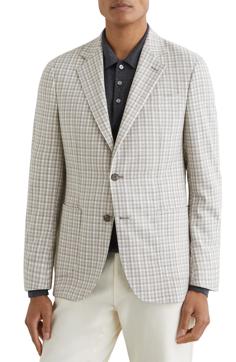 Reiss Canty Soft Grey Houndstooth Knit Sport Coat, Main, color, Soft Grey