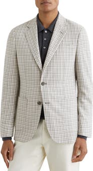 Reiss Canty Soft Grey Houndstooth Knit Sport Coat
