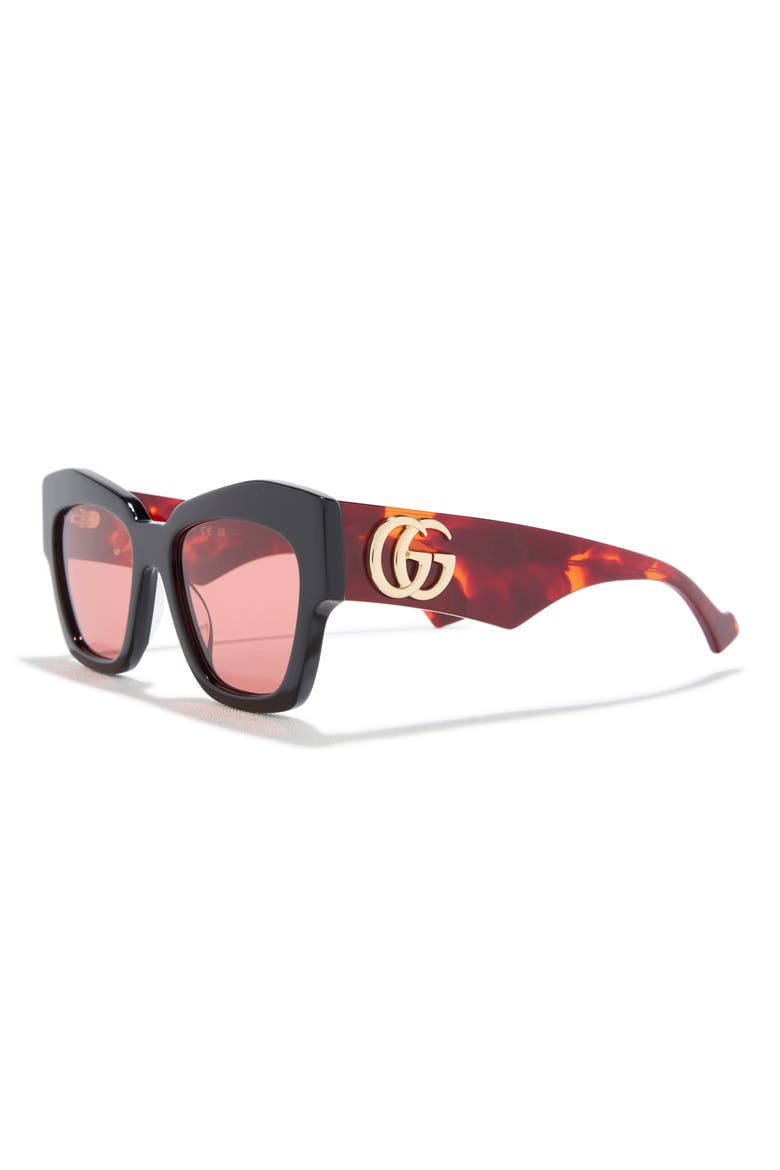 55mm Cat Eye Sunglasses, Alternate, color, BLACK HAVANA ORANGE