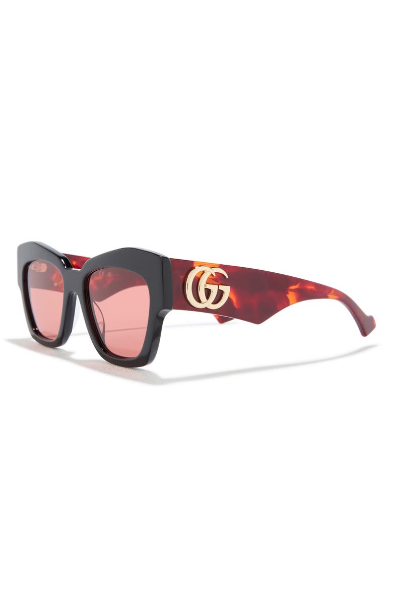 Gucci 55mm Cat Eye Sunglasses, Alternate, color, Black Havana Orange