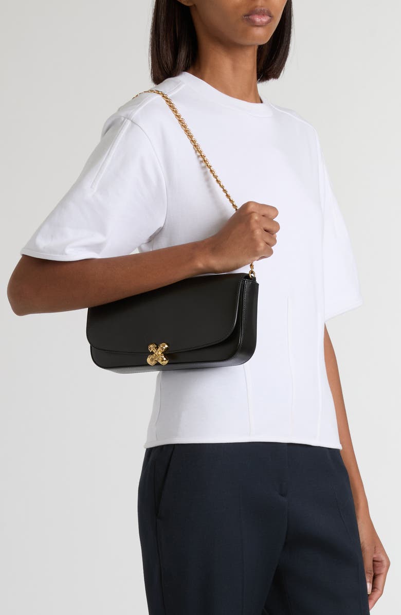 McQueen Small Skull Flower Shoulder Bag, Alternate, color, Black/ Gold