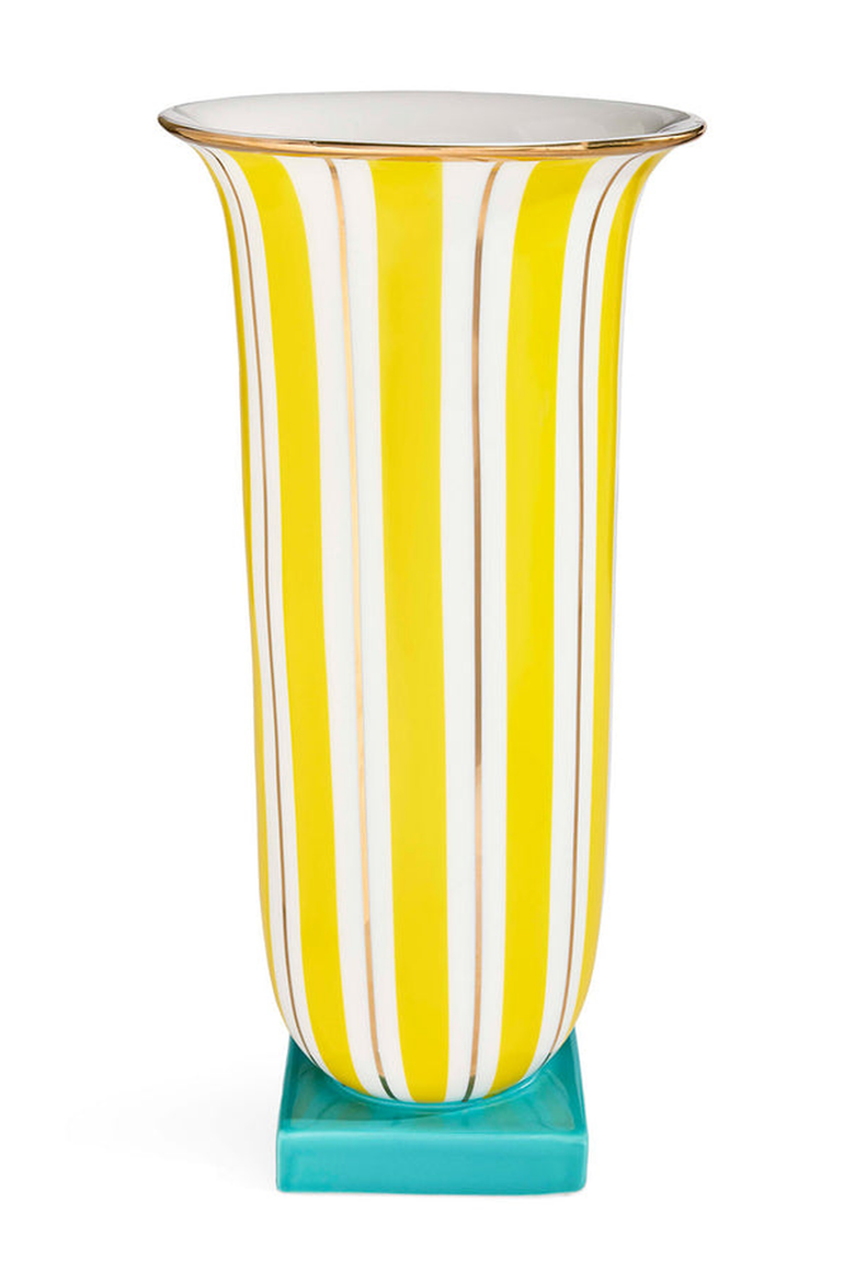 Portofino Flared Vase, Main, color, Yellow / White / Teal