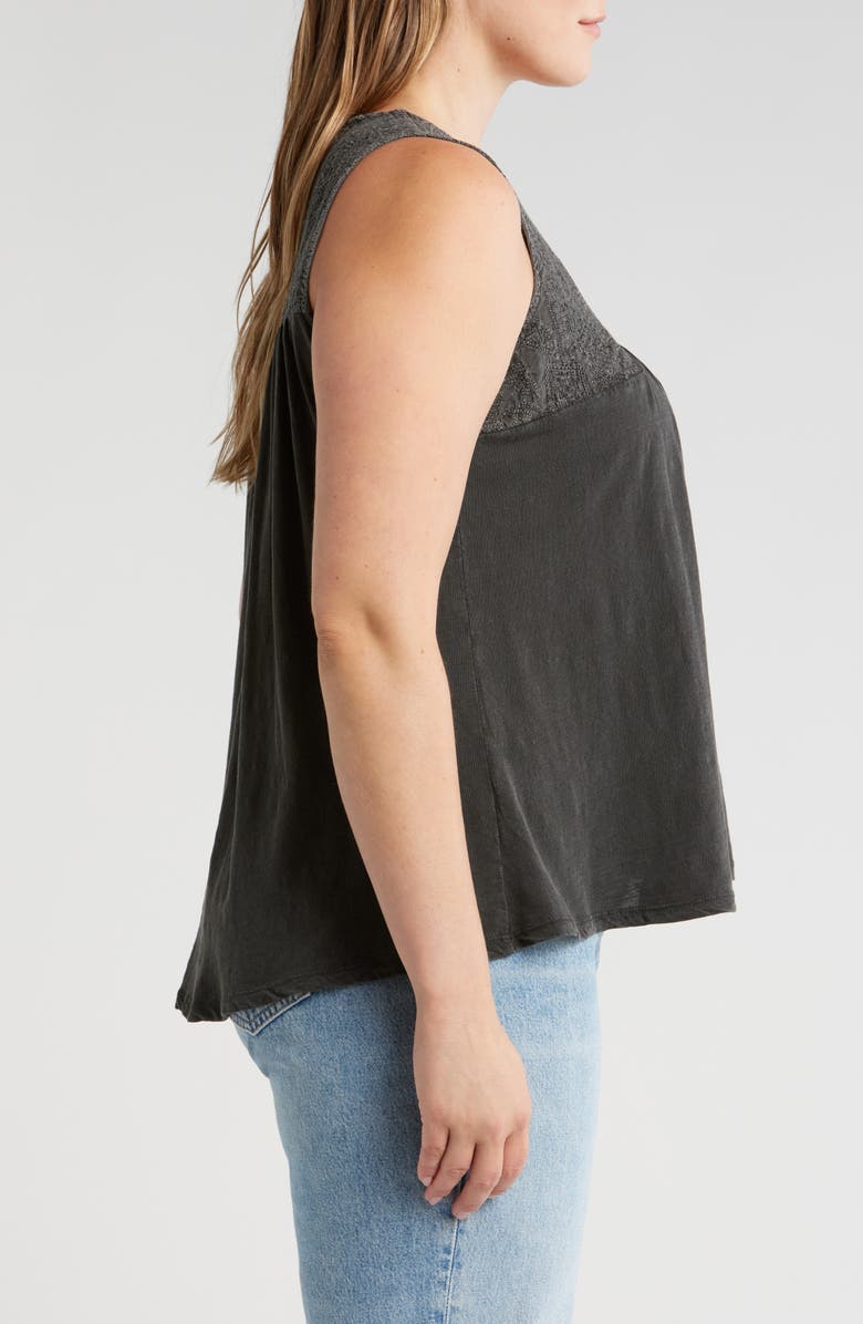 Lucky Brand Embroidered Yoke Sleeveless Top, Alternate, color,