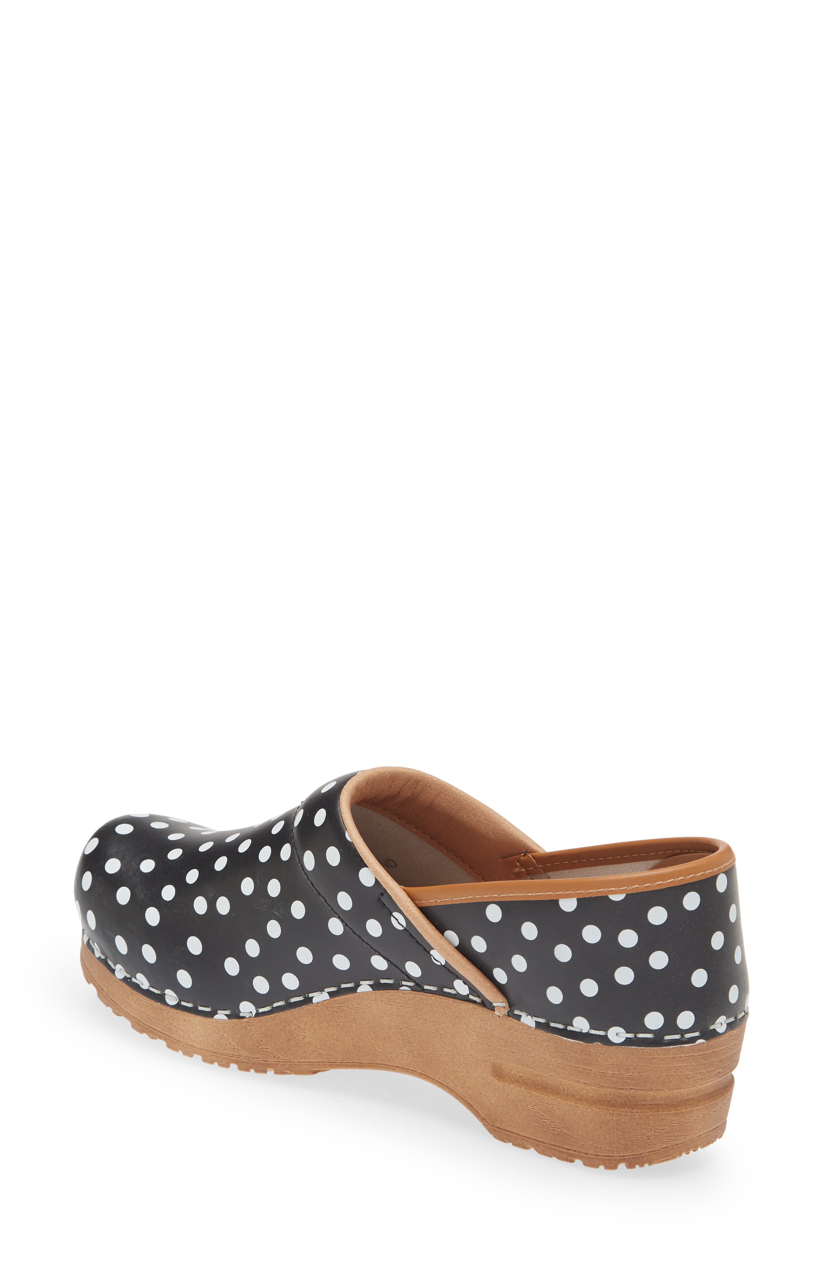 Sanita Roxbury Polka Dot Clog, Alternate, color, Black